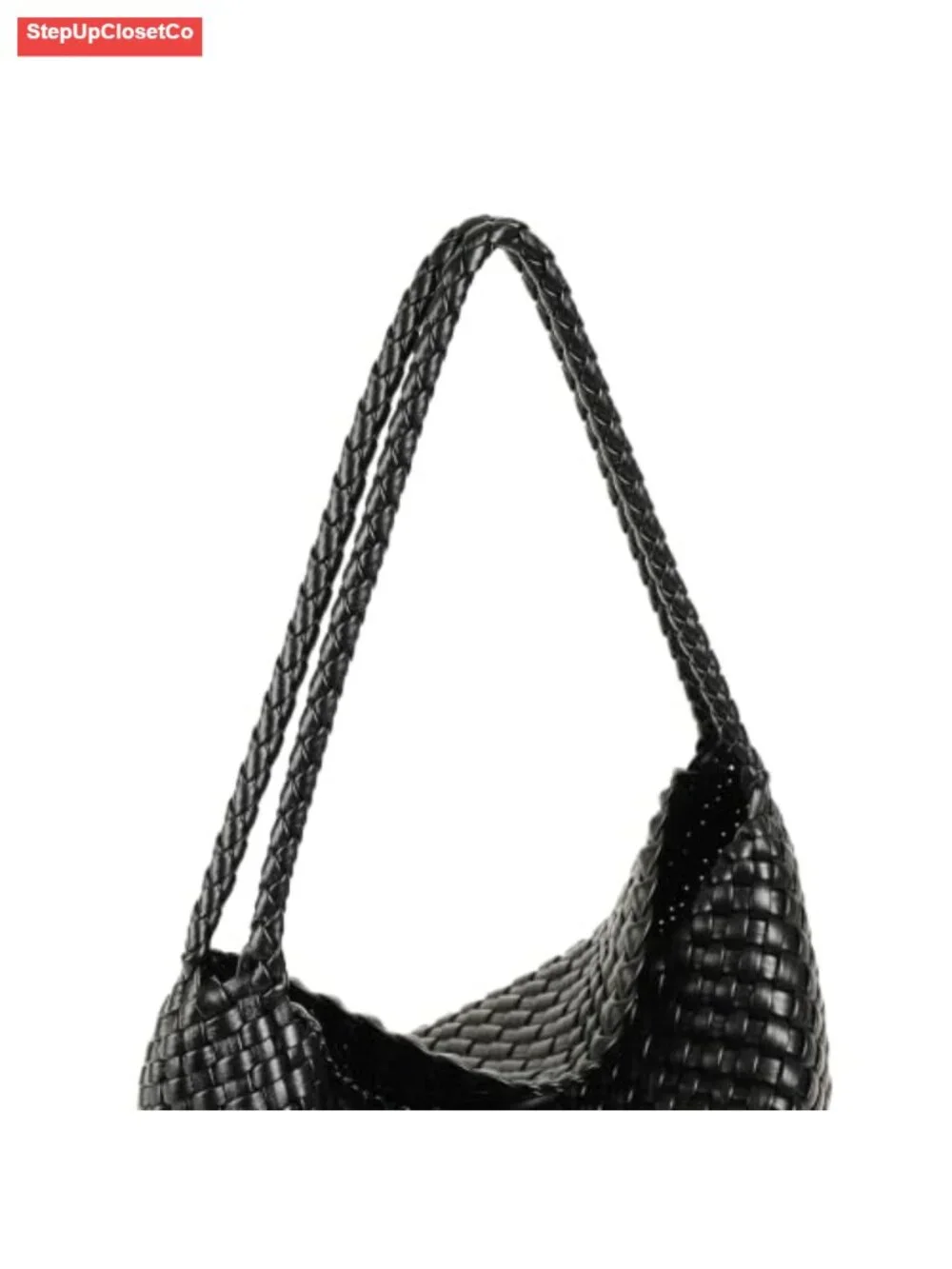 Vegan Leather Woven Tote Bag Braided Shoulder Hobo Purse